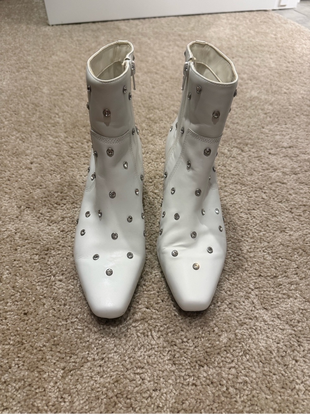 Gianni Bini White Studded Ankle Boots